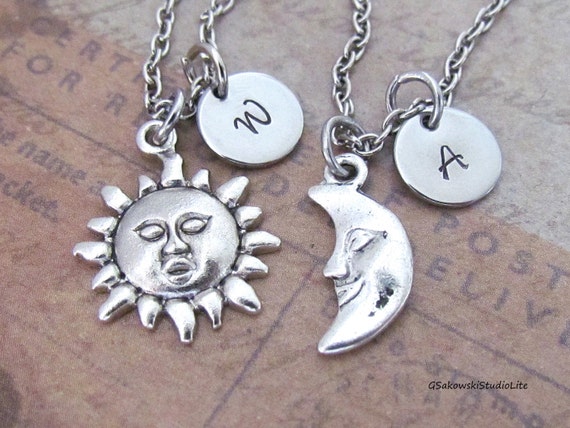 Sun and Moon Necklaces Best Friends Pair of Necklaces