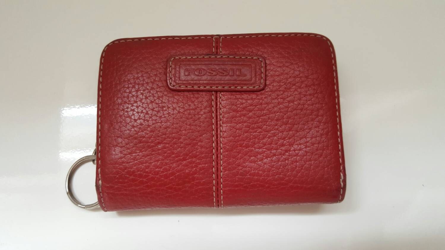 Fossil Red Leather ID Wallet Haute Juice