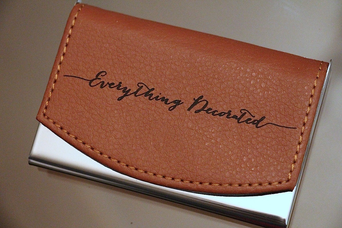 Custom Engraved Leather Business Card Holder Groomsmen Gift