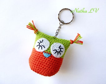 Owl keychain crochet owl key chain amigurumi owl toy bag