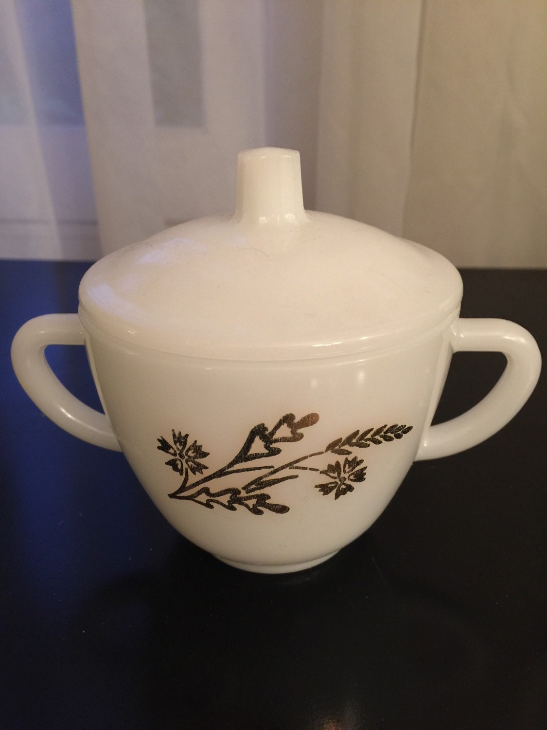 Federal Glass sugar bowl with lid Haute Juice