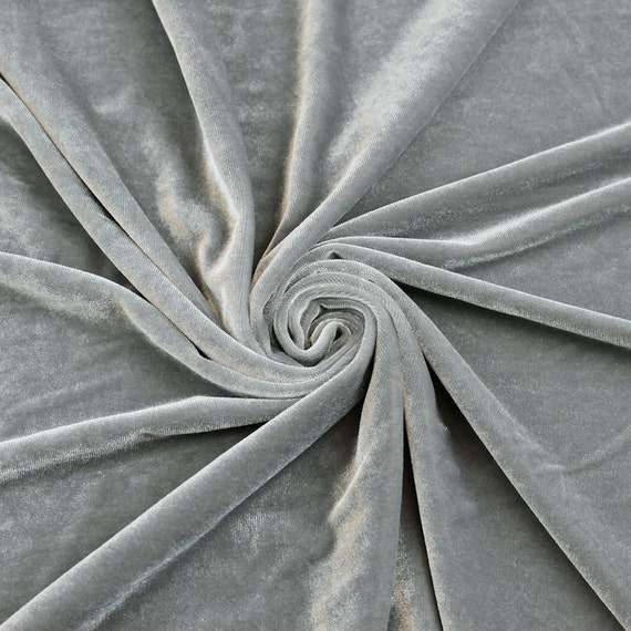 Light Gray Stretch Velvet Fabric by the yard or by StylishFabric