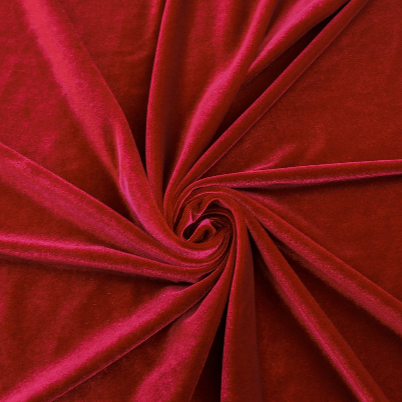 Red Stretch Velvet Fabric by the yard or wholesale 1 Yard