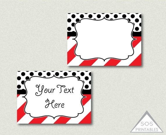 red and black printable labels stripes and polkadots