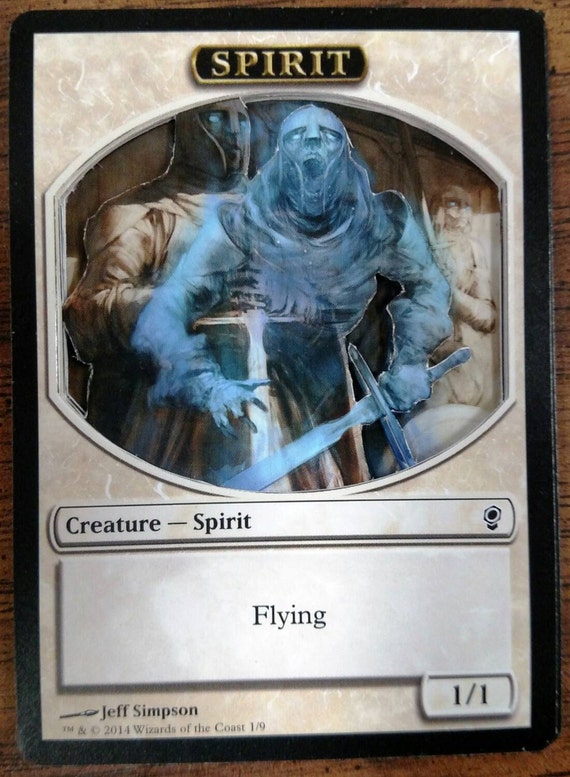 3D Magic the Gathering Spirit Token by TheFingerweavingFool