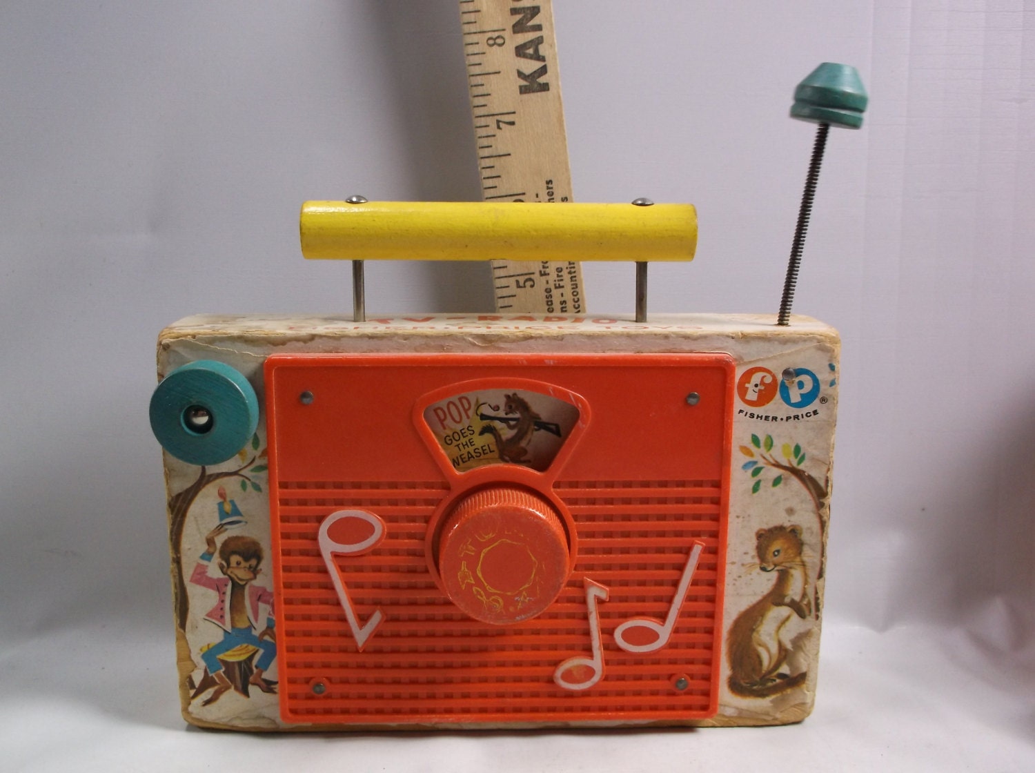 Fisher Price Vintage Old Toy Windup TV Radio 1960 Working
