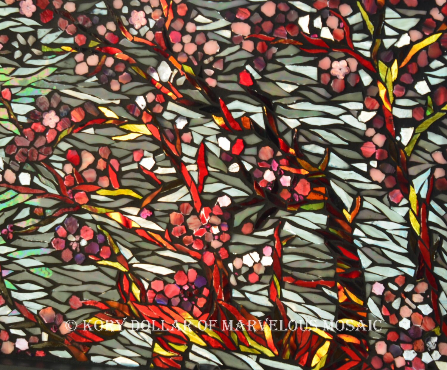 Cherry Blossom Large Stained Glass Mosaic SunCatcher