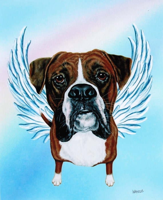 boxer dog angel statue