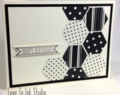 Birthday Greeting Card Black Off White Birthday Hexagons Gender Neutral Birthday Card