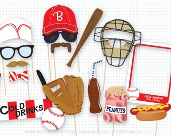 Baseball Photo Booth Props, Sports Photobooth Props, Vintage Baseball Party, Home Run, Baseball Birthday, Sports Party, Sports Birthday Ball