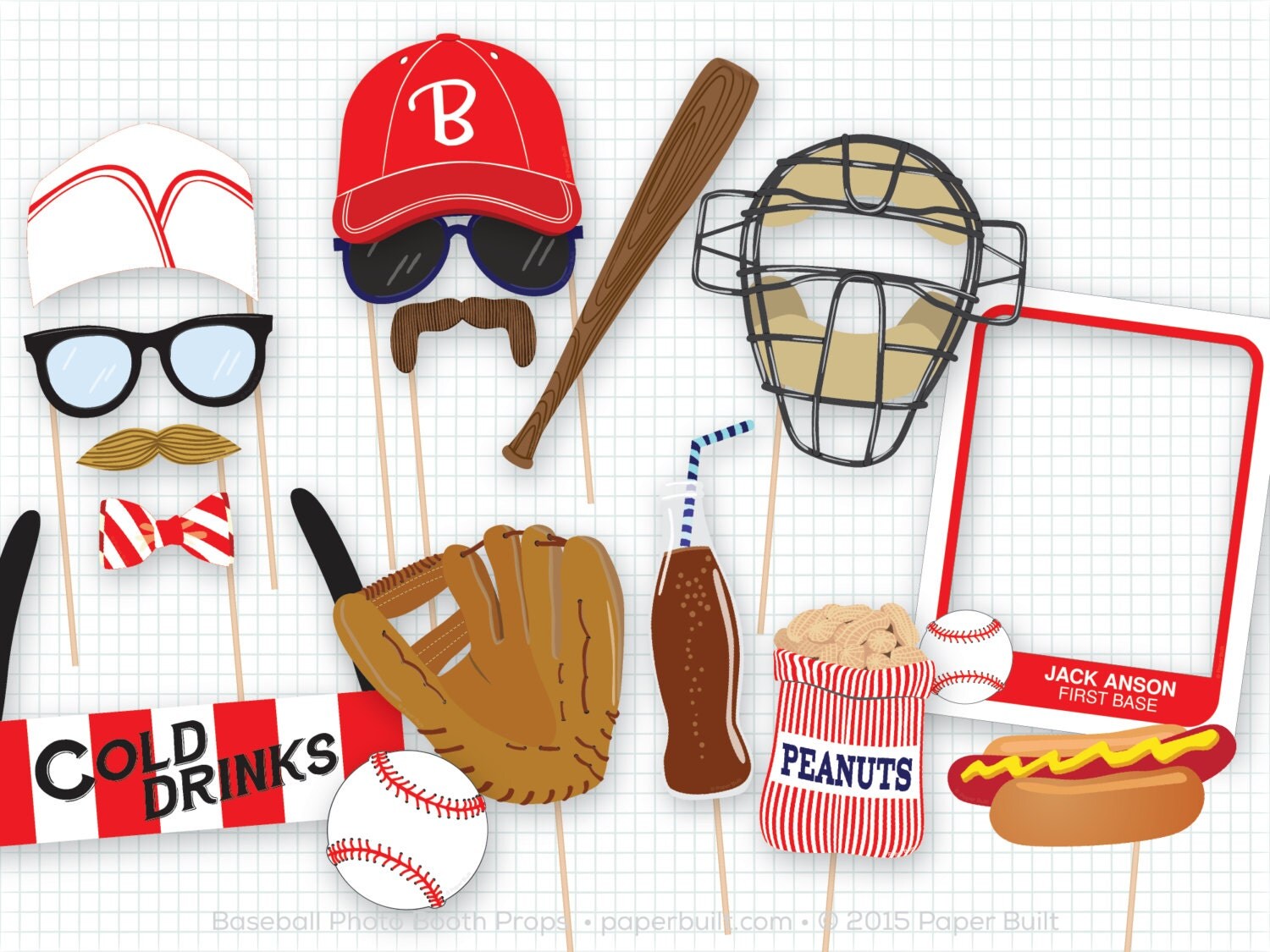 Baseball Photo Booth Props Sports Photobooth Props Vintage