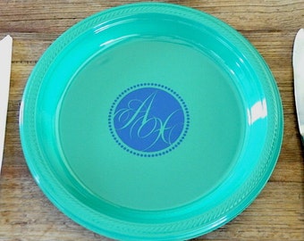 Personalized Monogram Plastic Plates Custom Printed Party