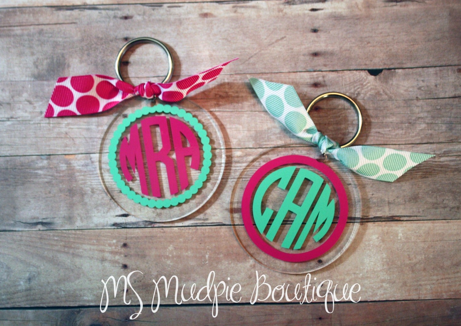 Personalized Acrylic Keychain Circle Monogram Keychain