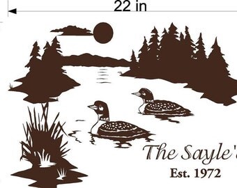 Loons Wall Decal Stickers Mural Rustic Cabin Home Decor Animal Nature Lake
