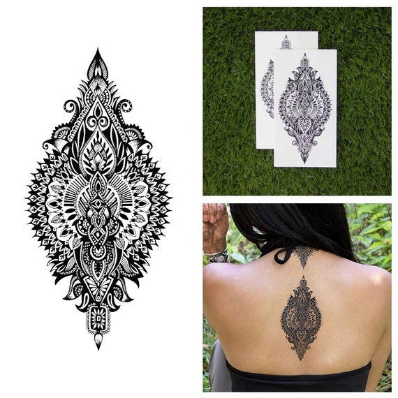 Intricate Detailed Henna  Style Symmetrical Back Temporary