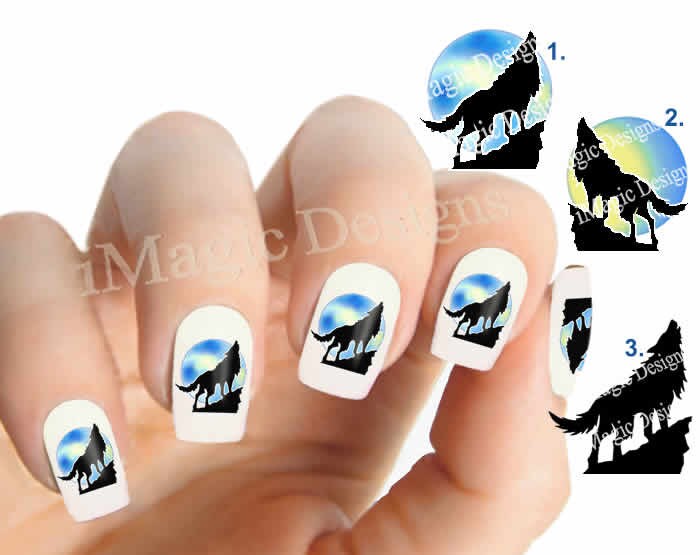 Waterslide Nail Decals Nail Stickers Howling Wolf