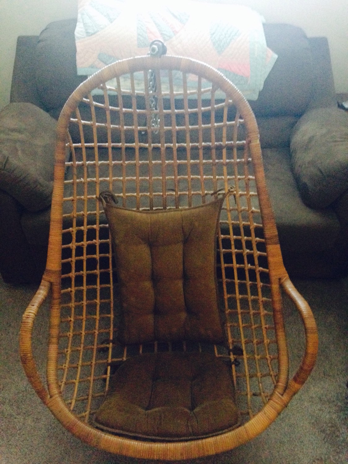 Wicker Egg Shaped Chair / Black / Khaki Egg Shape Wicker Rattan Swing