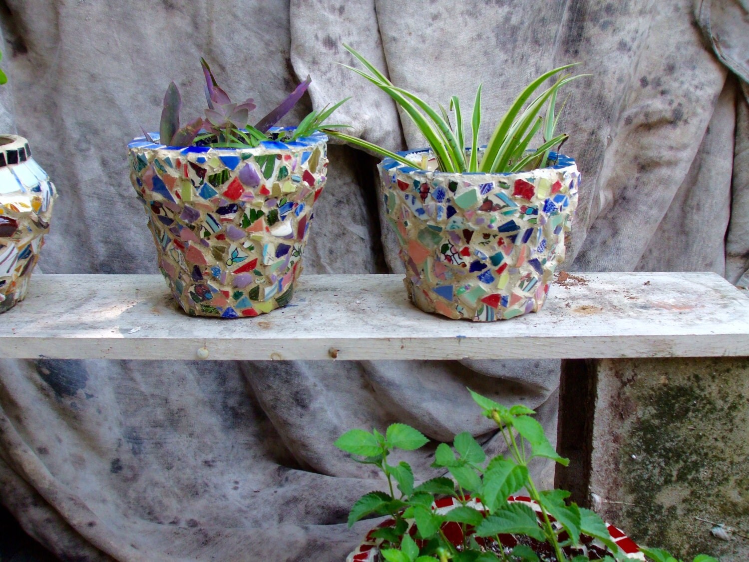 PLANTER POT Pretty Pastel Colored MOSAIC Flower Pot Indoor/