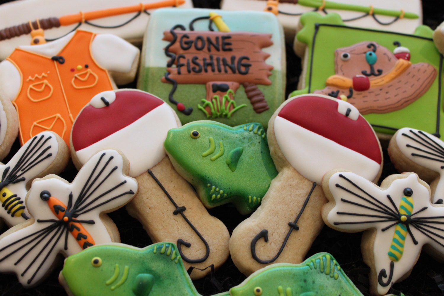 Gone fishing cookies fish cookies custom cookies