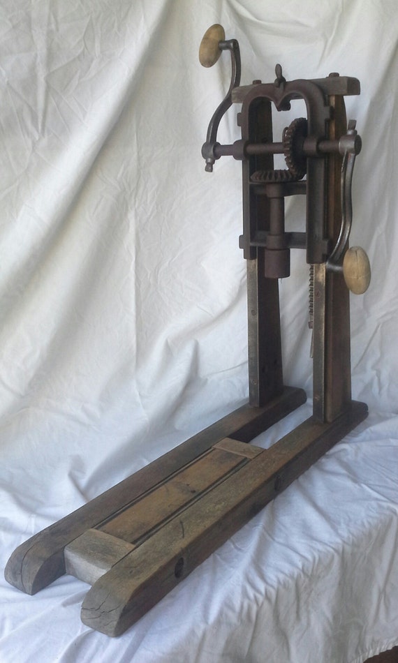 Antique Cast Iron Drill Press Timber Beam Boring Machine