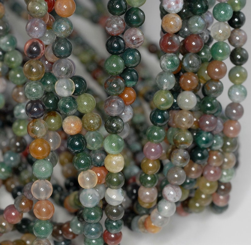 4mm Botanical Moss Agate Gemstone Round Loose Beads 15.5 inch Full ...
