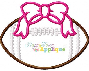 Football with Bow Machine Applique Design