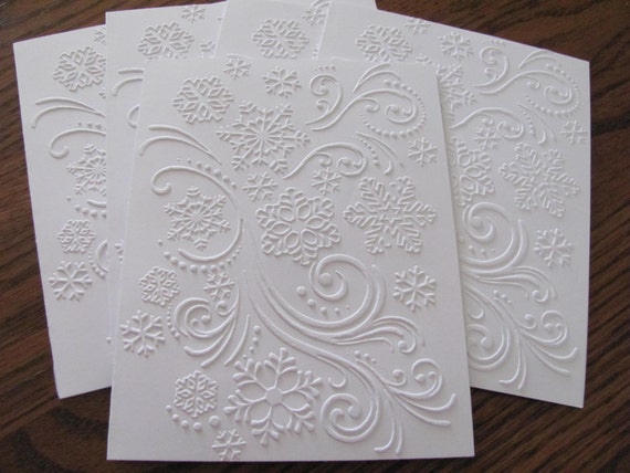 Snowflake Embossed Cards White Embossed Christmas Card Set