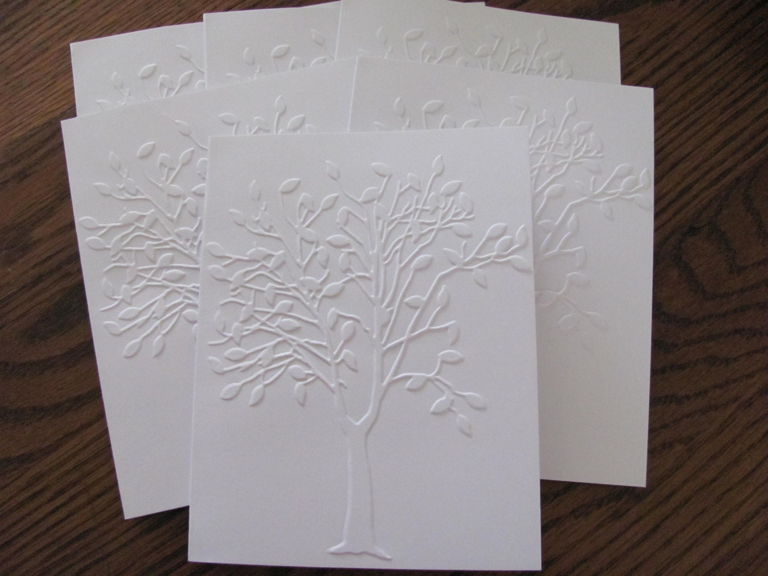 Embossed Tree Cards Set of 6 Embossed Cards Blank Cards