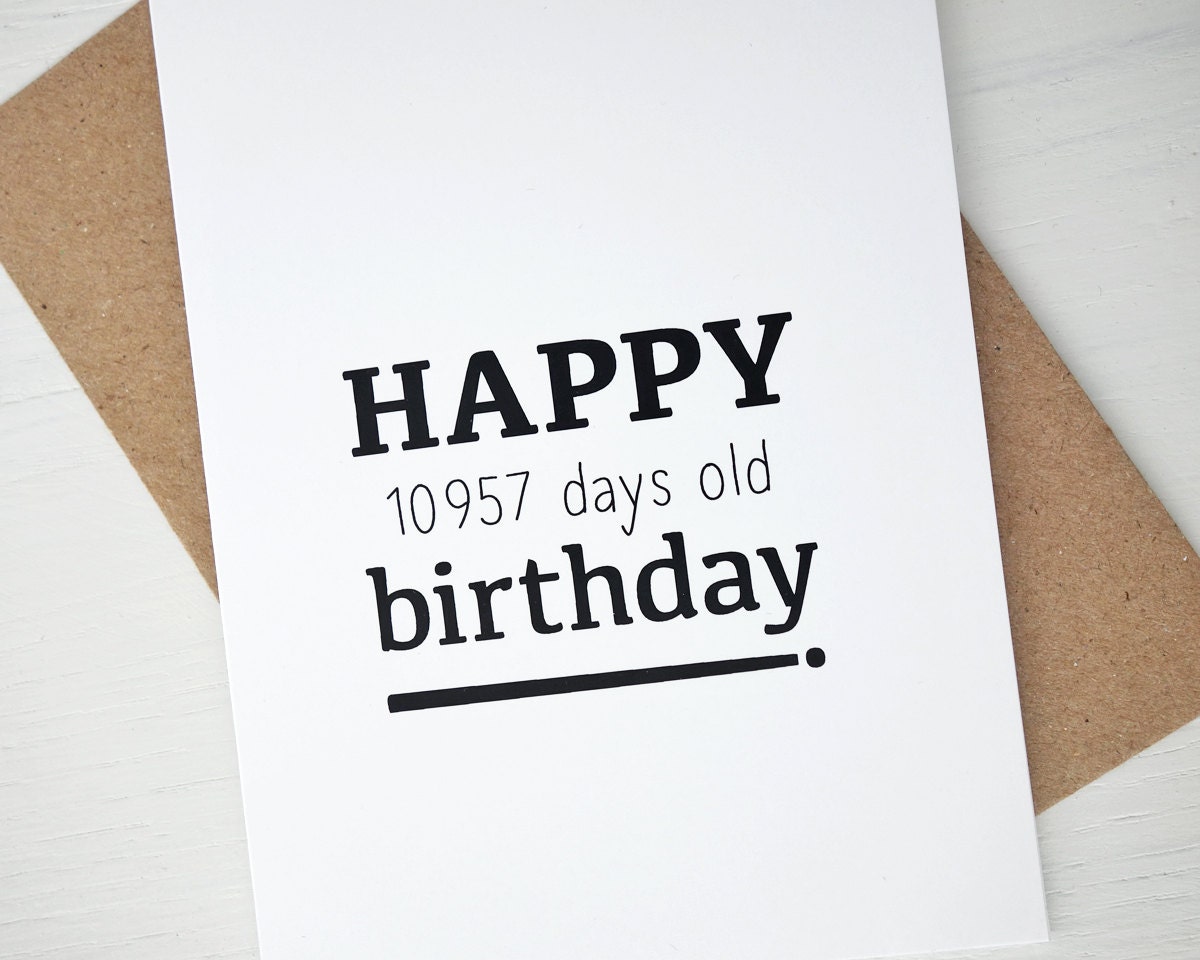 30th birthday card Happy 10957 days birthday funny by AvenirCards