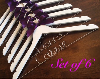 HUGE SALE Set of 6 Personalized Hangers/ Bride/ Wedding Dress Hanger/Bridal Gift/ bridal party GIFTS/ wire hanger/ wedding hanger
