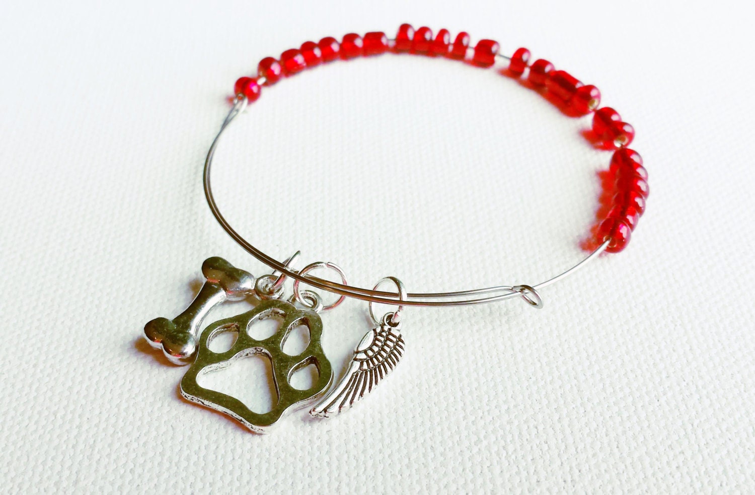 Thin Red Line Bracelet Adjustable Bangle by MooreJewelryStyle