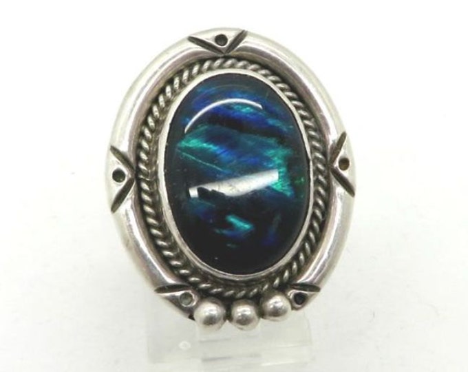Sterling Silver Abalone Ring, Vintage Signed Nakai, Native American Sterling Silver Ring, Size 6.5