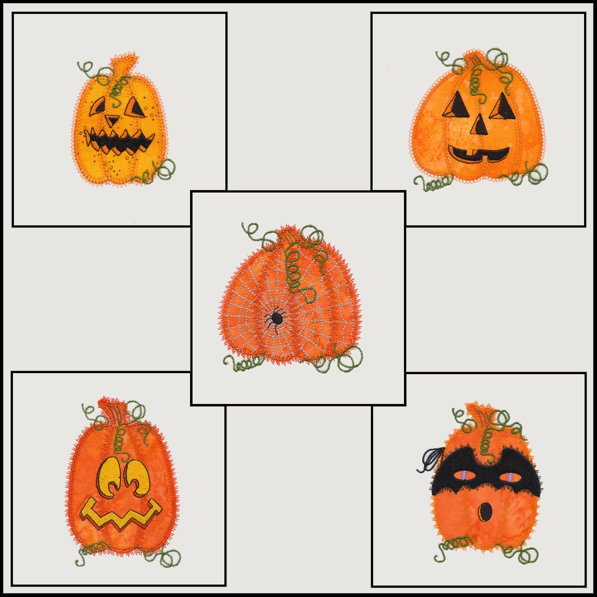 Jack O Lantern Set Applique Machine Embroidery Design Instant