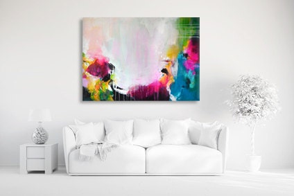 Original extra large abstract painting bold colors acrylic