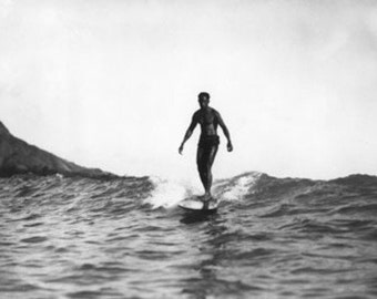 Surfing in Honolulu Hawaii Longboard Surfer Photograph (Art Prints available in multiple sizes)