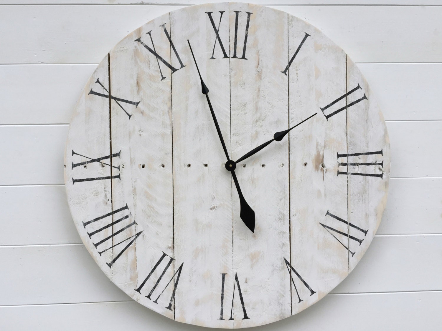 30 Rustic White Pallet Wood Wall Clock by TickTockCreations