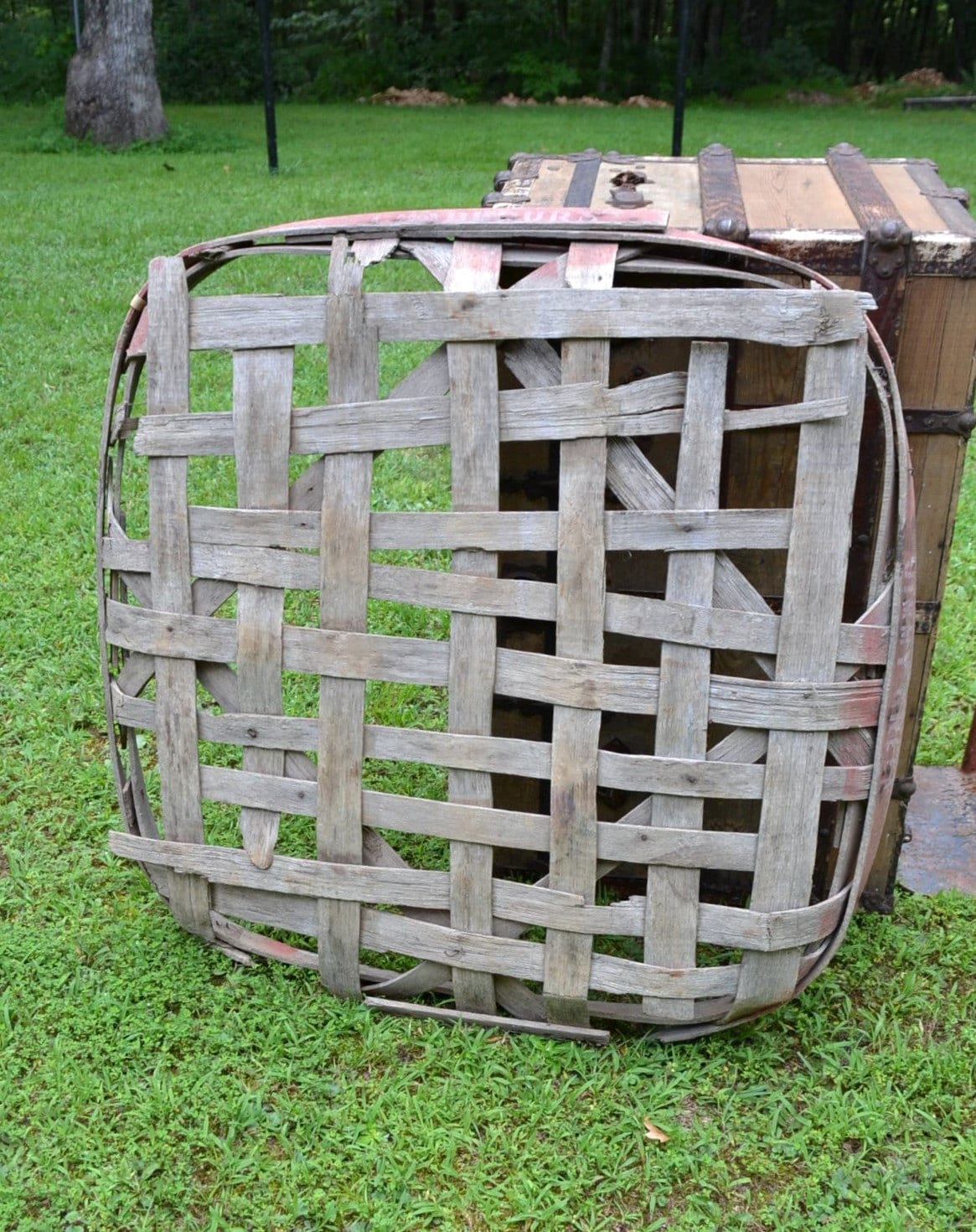 Vintage Tobacco Basket Wood Primitive Rustic Decor Antique