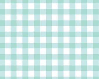Half Yard Sweetie Pie - Big Check in Aqua and White - Cotton Quilt Fabric - by Michele D'Amore for Benartex Fabrics - 3653-05 (W2840)