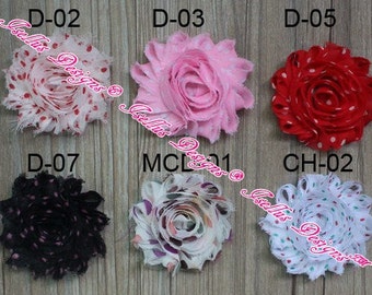 2.5" Pink with white dots Shabby Flowers D-03 In Photo
