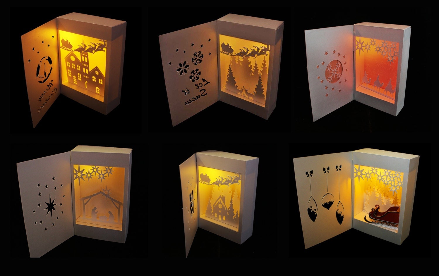 Christmas Collection Bundle set of 6 Shadow Box Lanterns