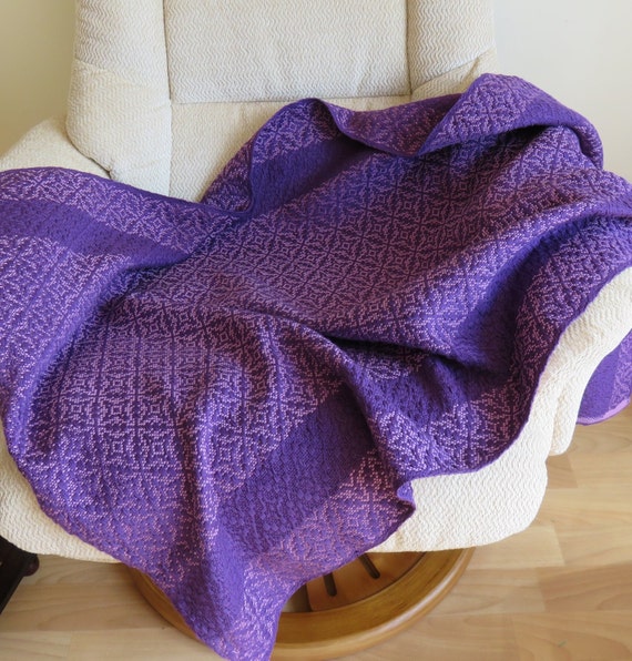 Hand Woven Purple Cotton Lap Blanket Purple and Lavender