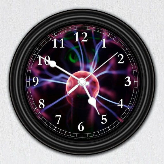 Plasma Ball Unique Wall Clock Handmade Gift by ClocksGalore