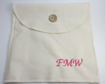 Personalized Reusable Organic Cotton Sandwich / Snack Bag
