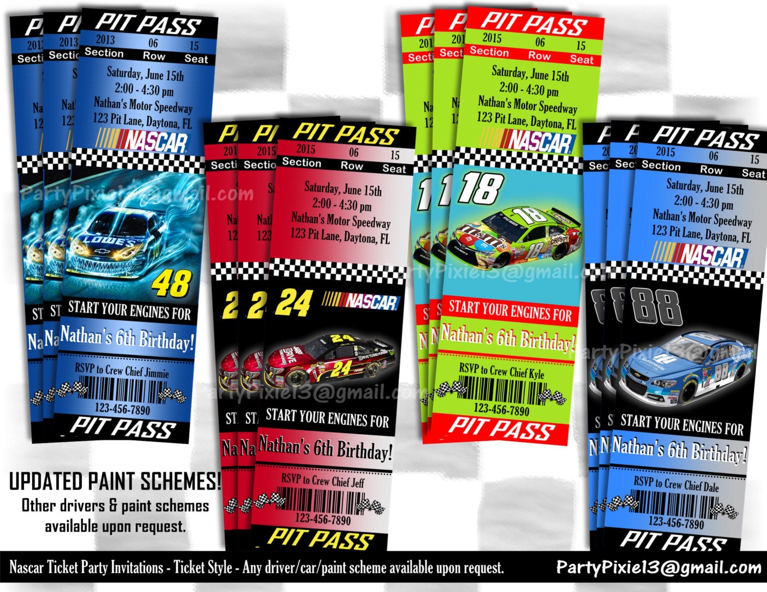 Nascar Ticket Party Invitation Ticket Style Pit Pass1500 x 1159