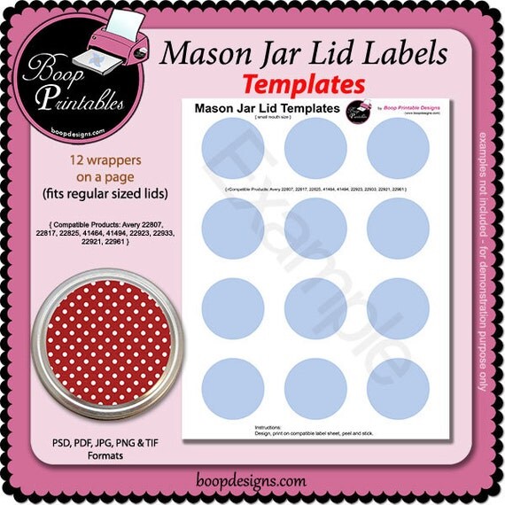 Canning Jar Lid TEMPLATE by Boop Printables