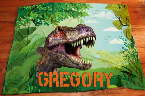 Personalized T-REX Dinosaur Blanket Extra Large 50x60 Boys