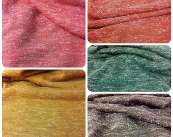 Fuzzy Heather Sweater Knit Fall Colors Lightweight Polyester Spandex Fabric - 58 to 60 Inches Wide - By the Yard or Bulk