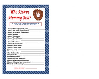 Baseball Who Knows Mommy Best, Printable Mommy To Be Game, Baseball Baby Game, Who Knows Mommy Game, DIY Baseball Game -By Printables 4 Less