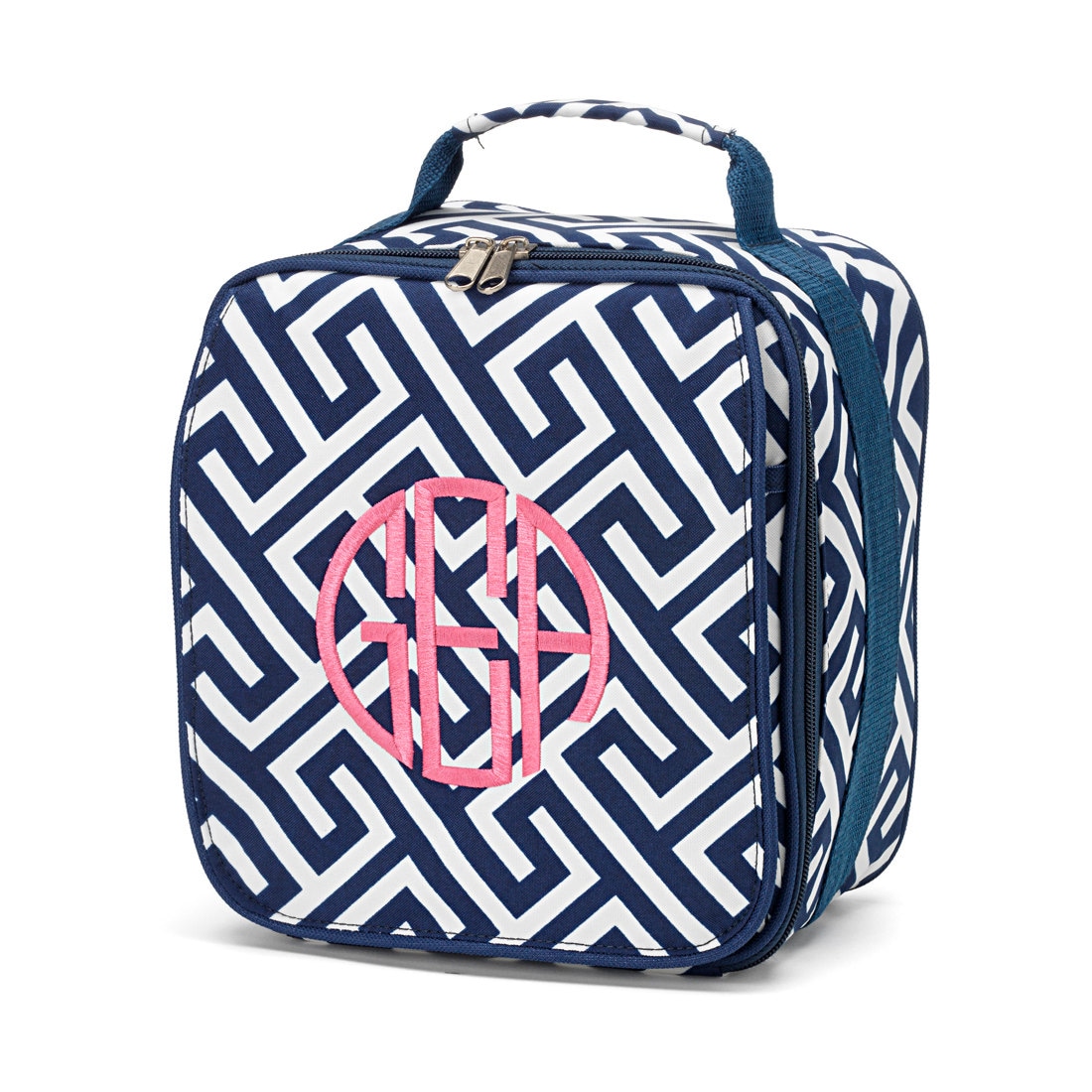 Monogram Lunch box/Personalize Navy lunch box by sewsassybootique