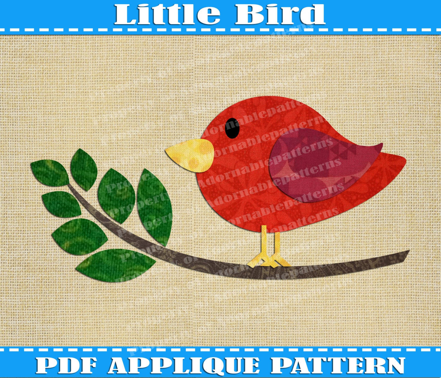 Little Bird Applique Template PDF Pattern by AdornablePatterns